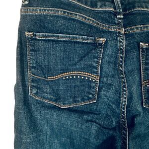 Lee Jeans 12 Long Tall Curvy Fit Bootcut Dark Blue Denim Stretch Studded Pockets